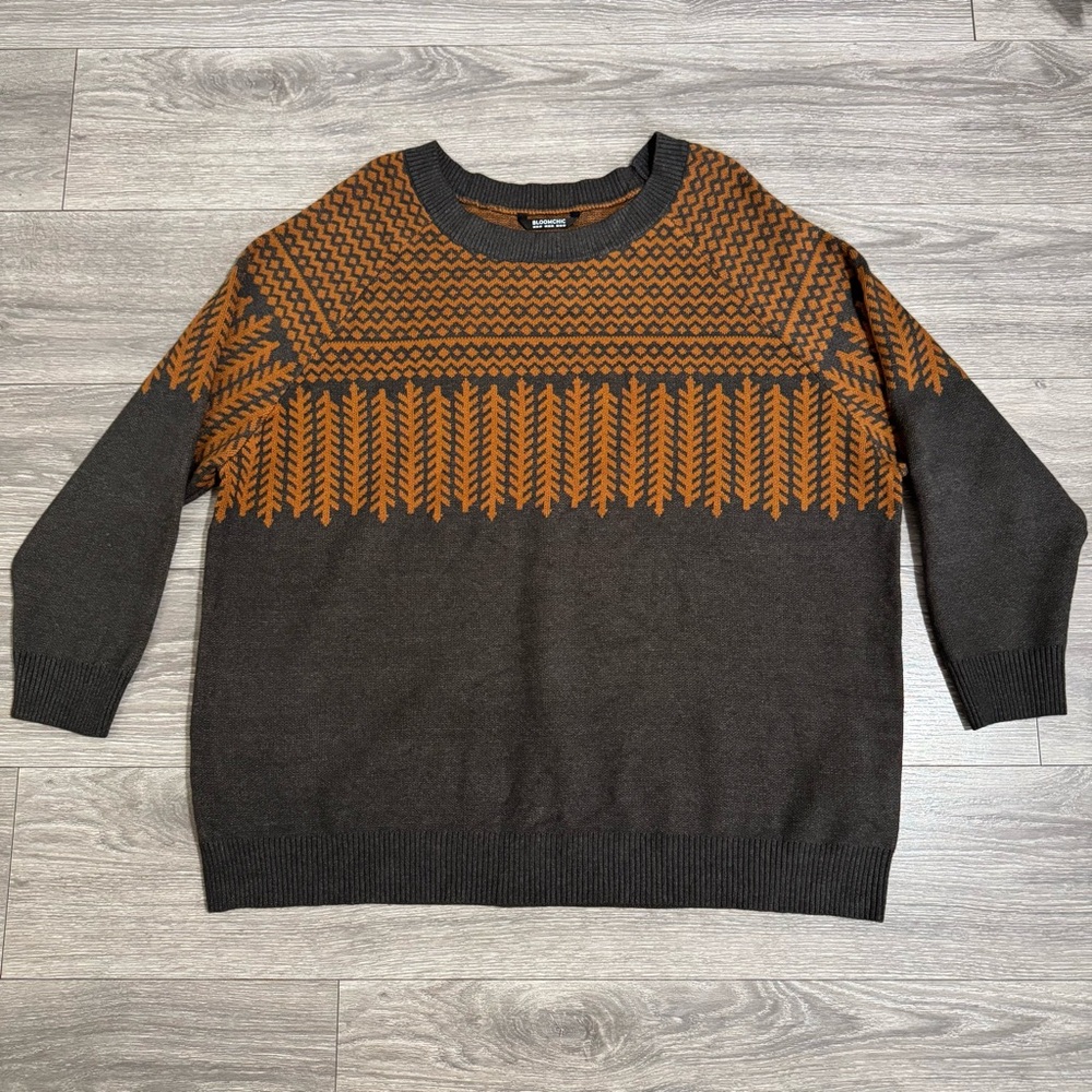 Bloomchic Gray Patterned Crewneck Pullover Relaxe… - image 7